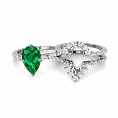 Luxury style 925 sterling silver 5A zirconia emerald gemstone rings for women