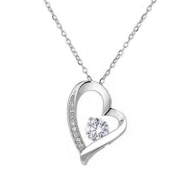 Hot sale 925 sterling silver 5A zirconia heart pendant Forever Love Necklace for gifts