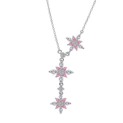 Luxury 925 sterling silver 5A zirconia snowflake necklace for Christmas gifts