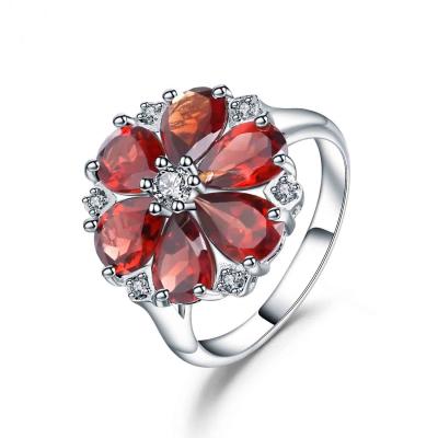 Luxury 925 sterling silver AAA Zircon flower shaped rings for women