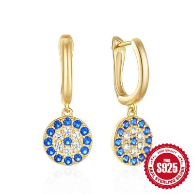 Luxury 925 sterling silver AAA zircon evil eye drop earrings for women