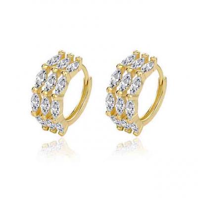 Fashion 925 sterling silver AAA zircon hoop loop clip earrings for women