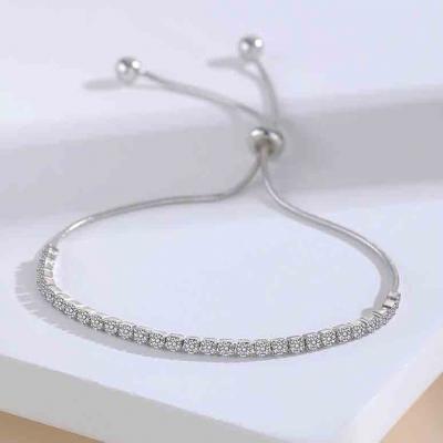 Shiny 5A zirconia 925 sterling silver adjustable tennis bracelet for women