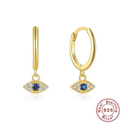 Vintage style 925 sterling silver 3A zircon evil eye drop earrings for women