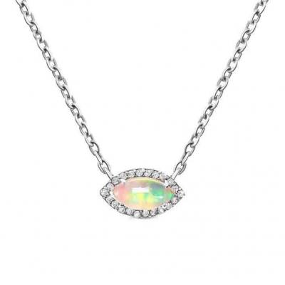 Hot sale 925 sterling silver opal stone evil eyes necklace for women