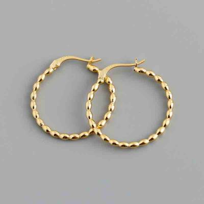 Stylish 925 sterling silver twisted hoop earrings 18k gold for women