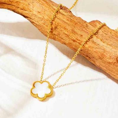 Fashion stainless steel Four Leaf Clover pendant necklace bracelet earrings 18k gold for jewelry sets