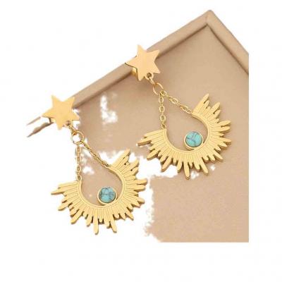 Fashion stainless steel calaite star stud earrings 18k gold for women