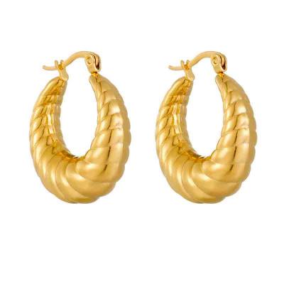 Fashion stainless steel chunky hoop earrings 18k gold for women