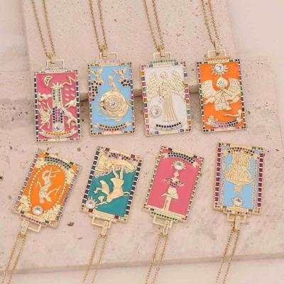 New arrival stainless steel enamel Jesus Tarot pendant necklace for religion style