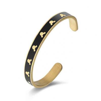 Custom C shaped stainless steel enamel color cuff bracelet bangle adjustable