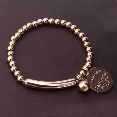  engrave custom stainless steel logo charm bead bracelet  