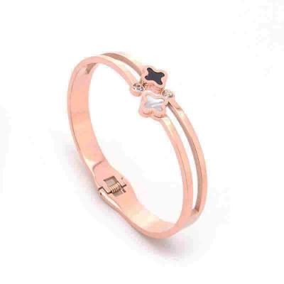 New arrival stainless steel sea shell four leaf clover bracelet bangle PVD plating for women 