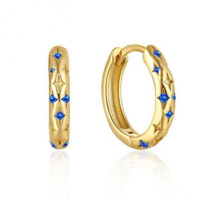 Hot sale 925 sterling silver 5A zirconia star hoop earrings for Ladies jewelry presents