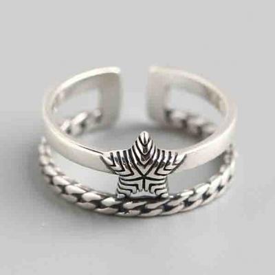 vintage 925 sterling silver cuff fine adjustable ring for women