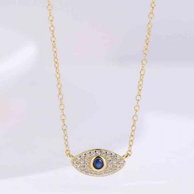 Classical design AAA zirconia evil eye pendant necklace 18k gold plating